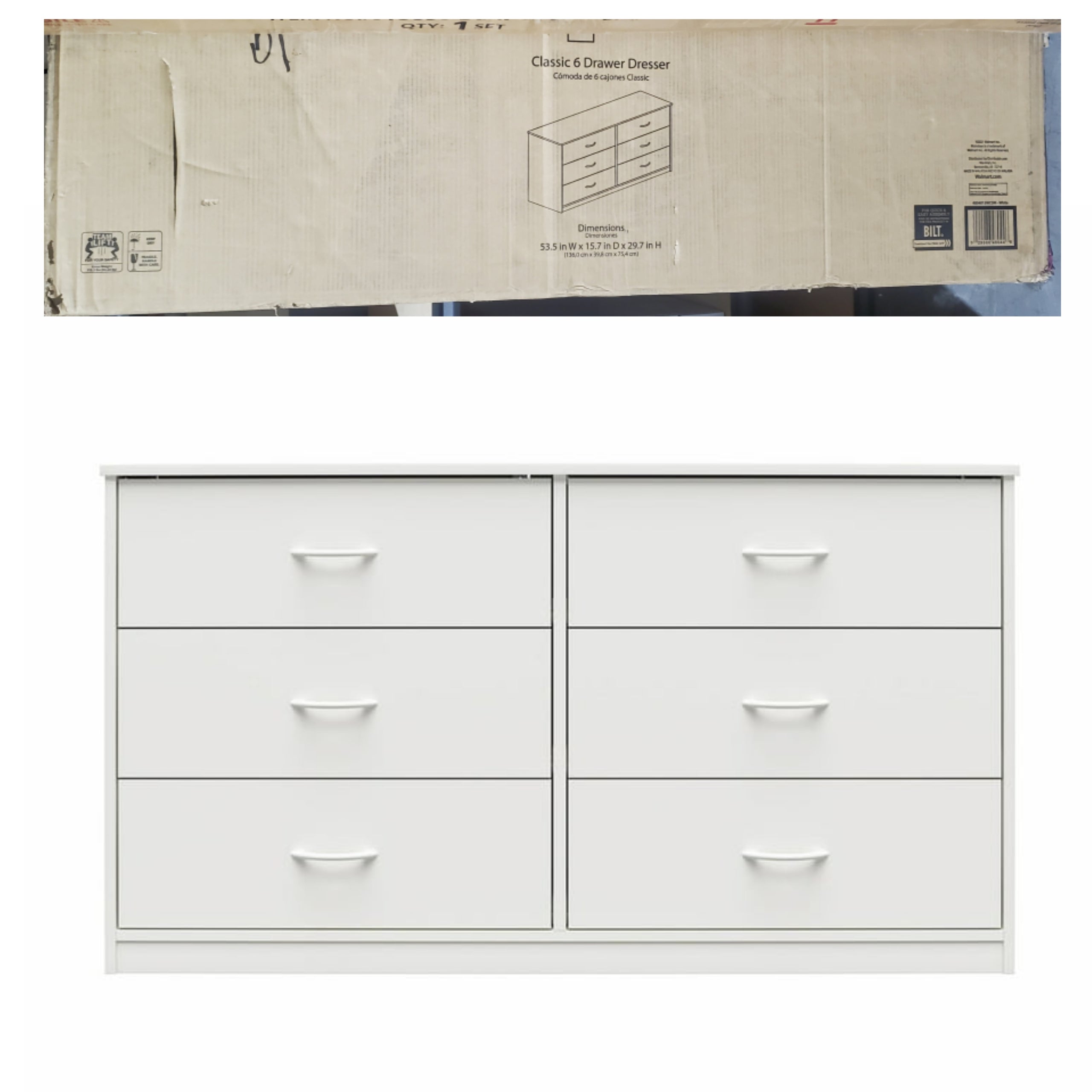 mainstays classic 6 drawer dresser