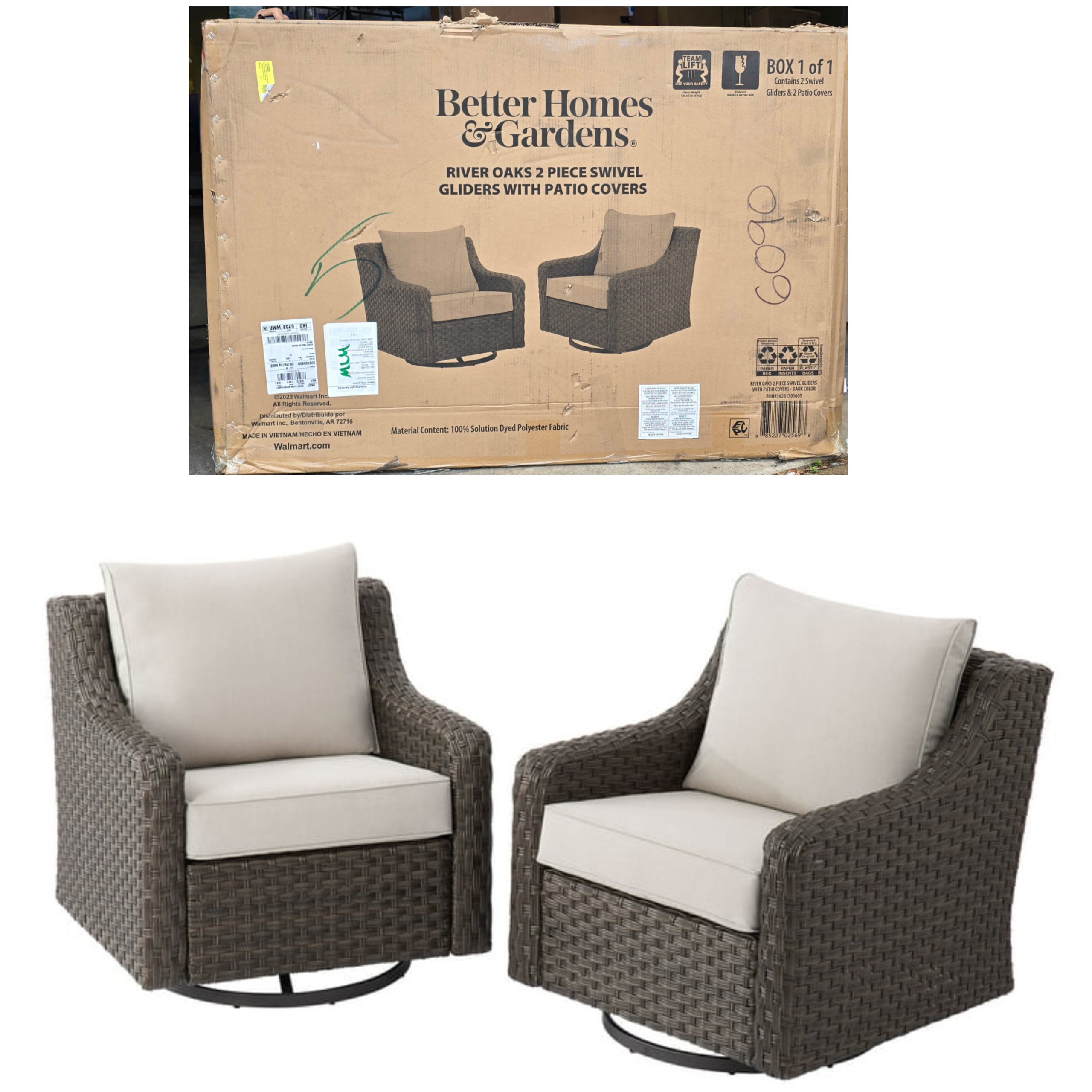 Better Homes & Gardens River Oaks Outdoor Swivel Gliders with Patio